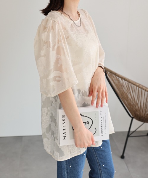 sakishimatokyo ブラウス シャツ シアーフラワーオーバー