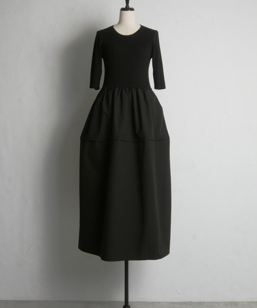 ADORE セットアップ風ワンピース　ドッキングワンピース　コクーン　グレー M ADORE セットアップ風ワンピース ドッキングワンピース コクーン
