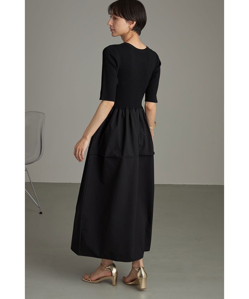 ADORE セットアップ風ワンピース　ドッキングワンピース　コクーン　グレー M &. NOSTALGIA ワンピース コクーンサマーニットドッキング