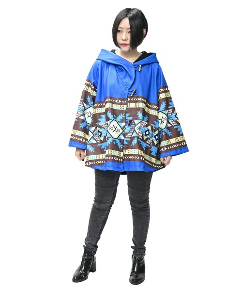 marai ダッフルコート コート オルテガ柄 総柄 フード付きダッフル