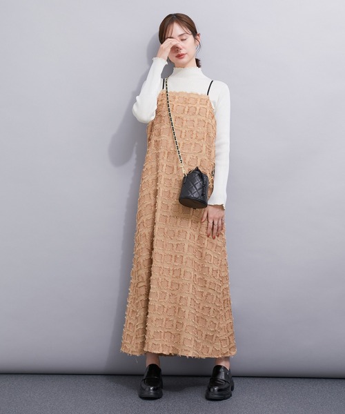 LE CERCLE par rope' ワンピース フリンジチェックキャミ