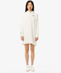 【Lacoste】 ホワイト フード付きワンピース サイズ36(M) LACOSTE（ラコステ） ワンピース オーバーサイズ サイドスリット