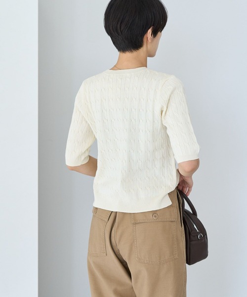 ニット セーター 「婦人画報掲載」ファインカシミヤケーブルニットプルオーバー レディース moment+ ニット セーター 3G 求心ケーブル編みニットプル