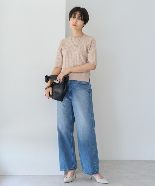 AMERICAN HOLIC ニット セーター ケーブル5分袖ニットプル
