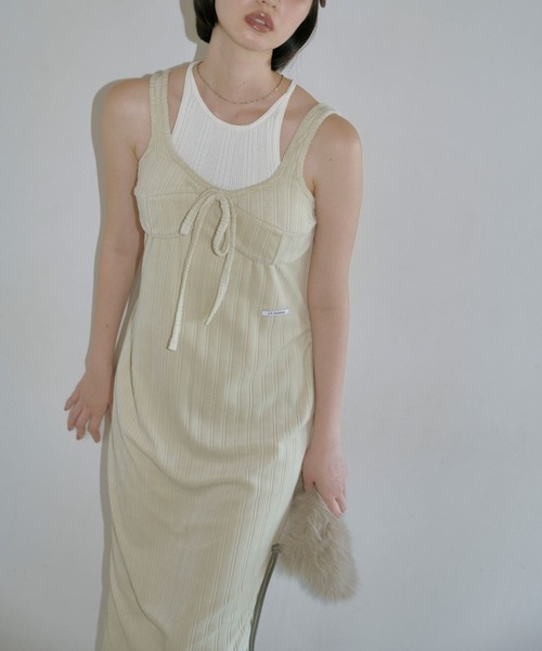 プトマヨ ジュエリーリボン別珍ワンピ ベロア ベロアエンブロイダリー ウエストフィットワンピース