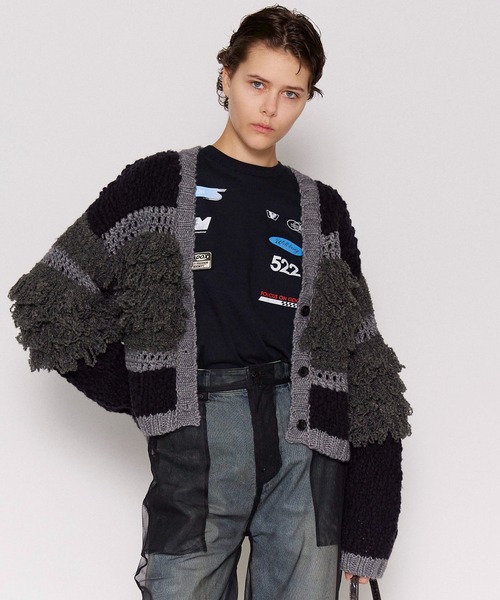 MAISON SPECIAL フリンジカーディガン 01 黒 MAISON SPECIAL（メゾンスペシャル） カーディガン Multi Fringe