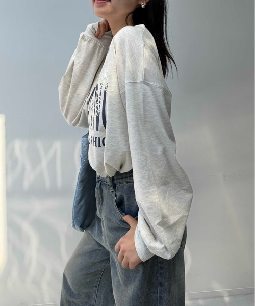 AS KNOW AS（アズノゥアズ） tシャツ フラワー刺繍重ねロゴロンT