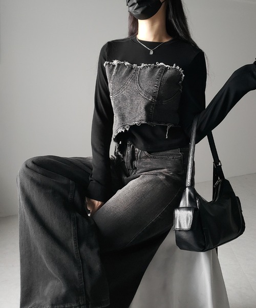 me+em select（ミームセレクト） tシャツ 「 2color 」ダメージデニム