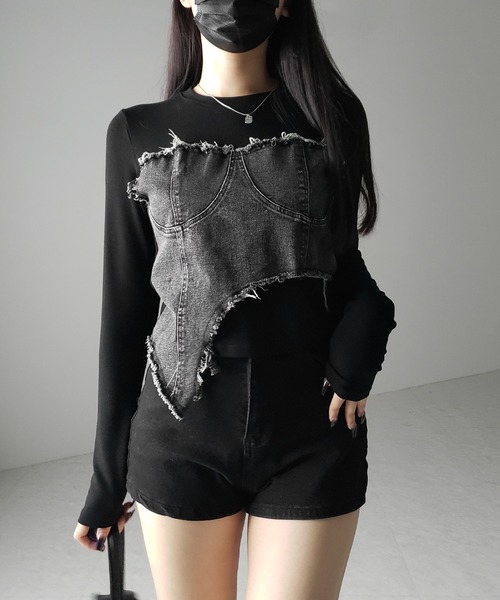 me+em select（ミームセレクト） tシャツ 「 2color 」ダメージデニム