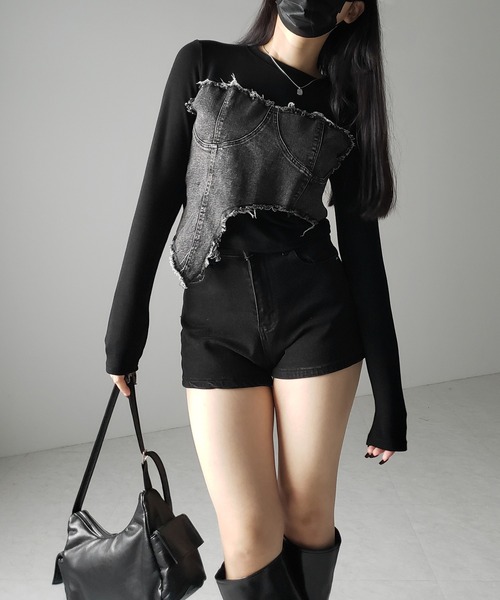 me+em select（ミームセレクト） tシャツ 「 2color 」ダメージデニム
