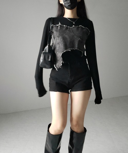 me+em select（ミームセレクト） tシャツ 「 2color 」ダメージデニム