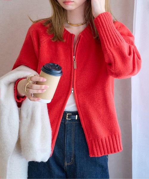 【美品】labubeblanc バスケットニットカーディガン red 再入荷】Basket Knit Cardigan – L'AUBE BLANC