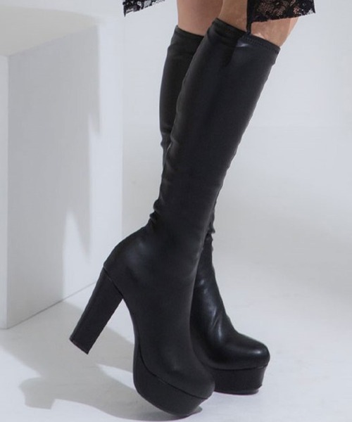 Diable baiser（ディアブルベーゼ） ブーツ ストレッチY2K太ヒール