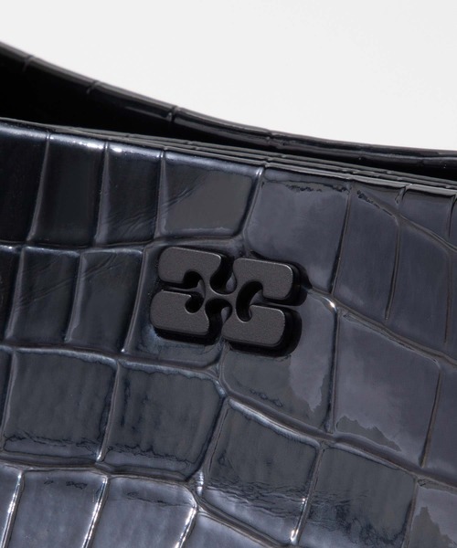 ガニー GANNI BOU ブラック クロコ パテント スモール バッグ GANNI ハンドバッグ Bou Bag Small Patent Croco ガニー ボウ