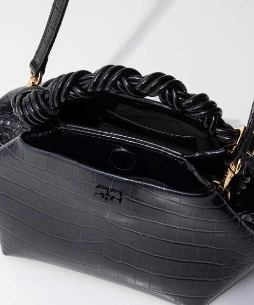GANNI ハンドバッグ Bou Bag Small Patent Croco ガニー ボウ