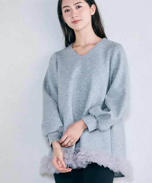 Audie a Muses（オーディア ミューズ） tシャツ 裾チュールカットソー 