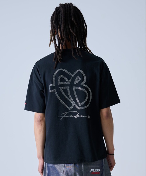 FUBU tシャツ フブ ブランド ロゴ ラインストーン 刺繍 クルー