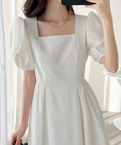 ABITOKYO ワンピース パフスリーブスクエアネックワンピース