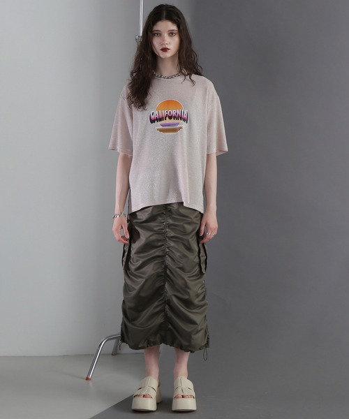 tシャツ (OKIRAKU×ROSEBUD)グリッタープリントTシャツ レディース ROSE BUD tシャツ (OKIRAKU×ROSEBUD)グリッタープリントTシャツ