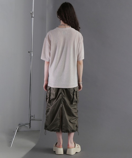 ROSE BUD tシャツ (OKIRAKU×ROSEBUD)グリッタープリントTシャツ