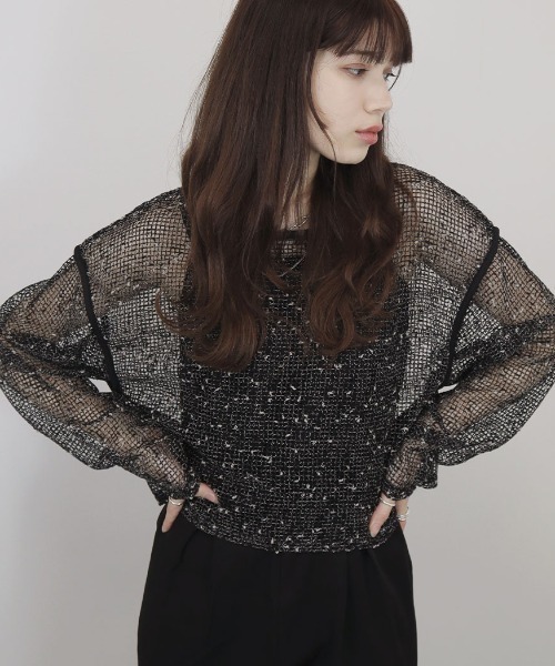 Reurie'（レウリィ） tシャツ メランジメッシュシアートップス