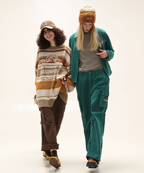 「MASONPRINCE」 長袖ニット L ネイビー メンズ_画像2