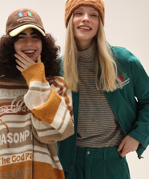 「MASONPRINCE」 長袖ニット L ネイビー メンズ_画像4