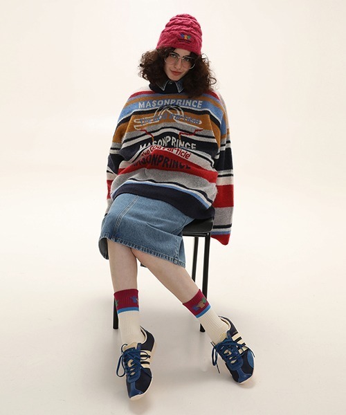 「MASONPRINCE」 長袖ニット L ネイビー メンズ_画像9