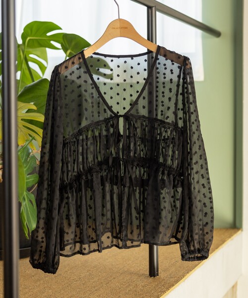 FREAK'S STORE ブラウス シャツ 花柄刺繍 シアーブラウス