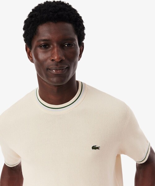 3556【超希少・ビッグサイズ8・美品】ラコステ 刺繍ロゴ ドライバーズニット バスケットニット ダブルジップ ドライバーズニット | LACOSTE