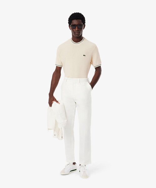 LACOSTE セーター ニット ドライタッチ 配色ラインハイゲージ