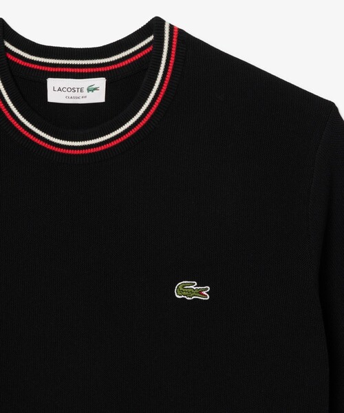 LACOSTE セーター ニット ドライタッチ 配色ラインハイゲージ