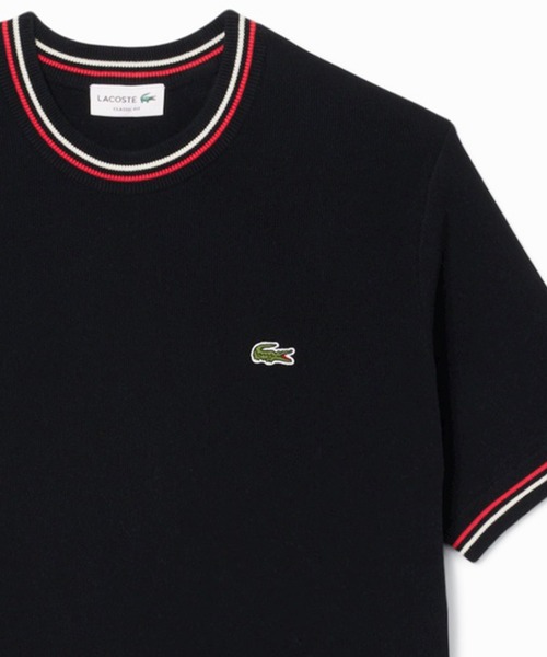LACOSTE セーター ニット ドライタッチ 配色ラインハイゲージ