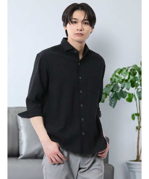renoma 黒シャツ バックロゴモックネックシャツ　L renoma 黒シャツ バックロゴモックネックシャツ L