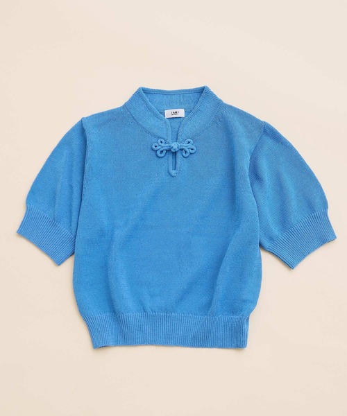 ニット セーター COTTON NYLON 華釦 半袖プルオーバー レディース