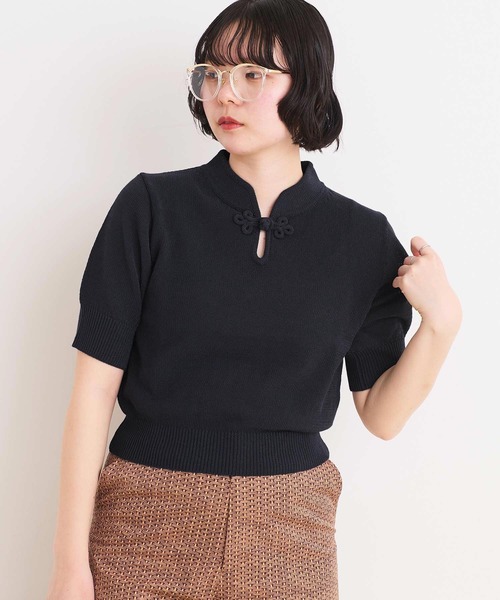 I am in fact ニット セーター COTTON NYLON 華釦 半袖プル