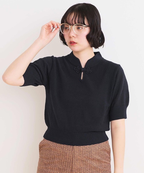 ニット セーター COTTON NYLON 華釦 半袖プルオーバー レディース I am in fact ニット セーター COTTON NYLON 華釦 半袖プル