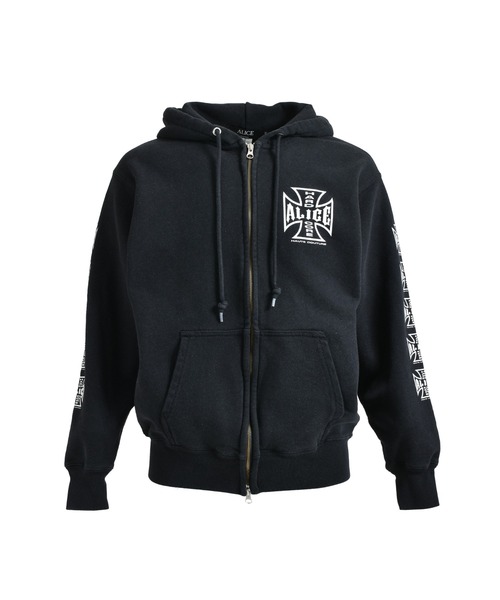 ALICE HOLLYWOOD パーカー DESTROYED CHOPPER FULL ZIP HOODIE メンズ