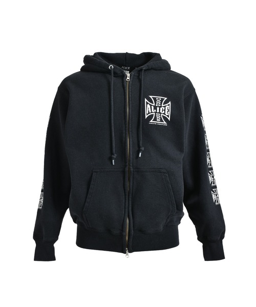 ALICE HOLLYWOOD パーカー DESTROYED CHOPPER FULL ZIP HOODIE