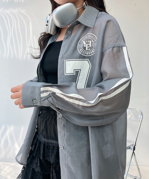 ライン入りTシャツブラウス シャツ ブラウス ヘンリーネック 春秋 レディース トップス 無地