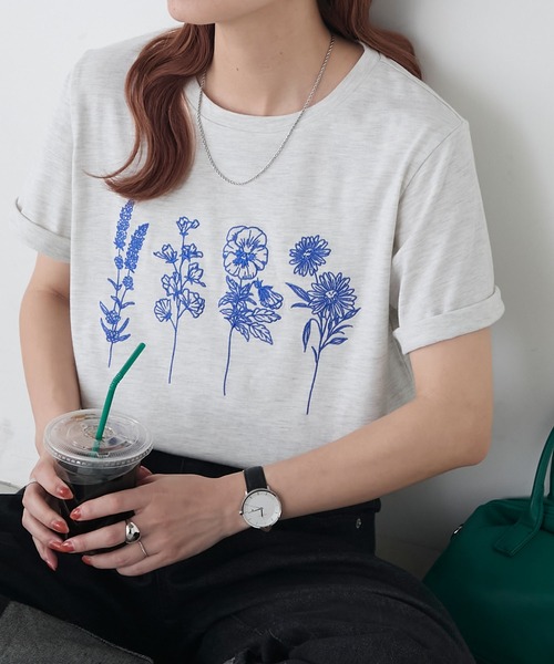 BONLECILL（ボンルシール） tシャツ フラワー刺繍T レディース