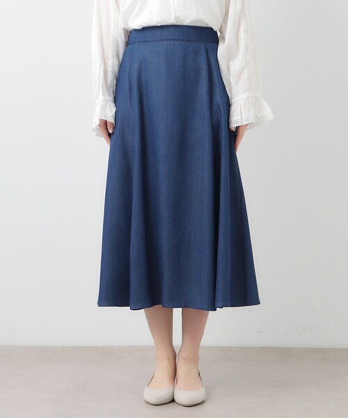 LAURA ASHLEY ティアードフレア デニムスカート M相当 スカート LAURA ASHLEY ティアードフレア デニムスカート M相当 スカート