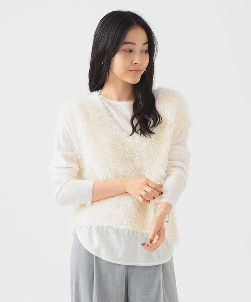 B：MING by BEAMS ベスト ジレ ラメニット レディース : ZOZOTOWN