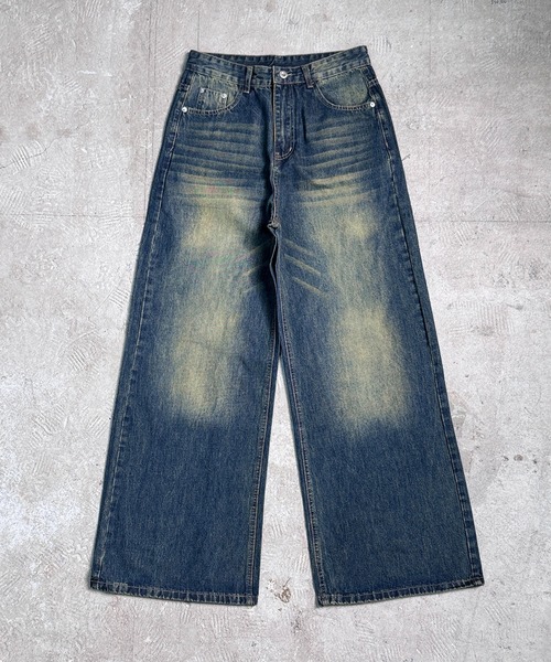 【DIESEL】ワイドシルエットビンテージ デニムパンツ 淡いブルー(w36) CALIFORNIA OUTFITTERS ワイドパンツ ジーンズ 4D47 ウォッシュ