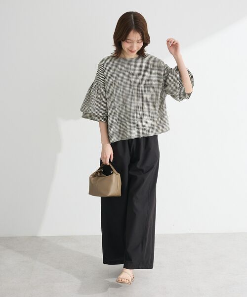 Green Parks ブラウス シャツ 前後2way袖バルーンギンガム