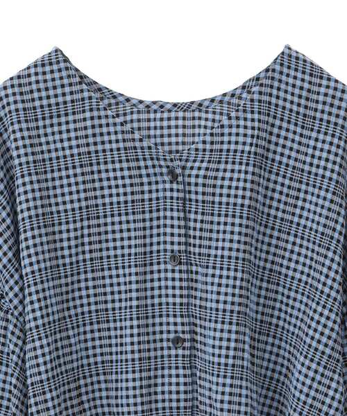 Green Parks  WEARS ギンガムチェックレース付フレアブラウス Green Parks ブラウス シャツ 前後2way袖バルーンギンガム