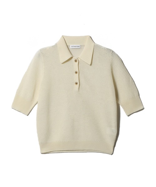 ポロシャツ ポロ ESTNATION / ドライ ワッフル ポロニット レディース ESTNATION ポロシャツ ポロ / ドライ ワッフル ポロニット