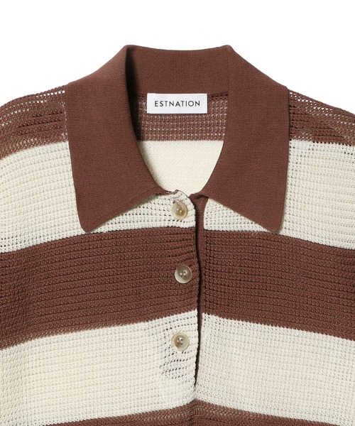 ポロシャツ ポロ ESTNATION / ドライ ワッフル ポロニット レディース ESTNATION ポロシャツ ポロ / ドライ ワッフル ポロニット
