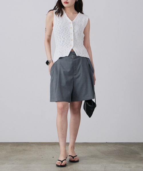 LE CIEL BLEU（ルシェルブルー） パンツ Tucked Front Shorts タック