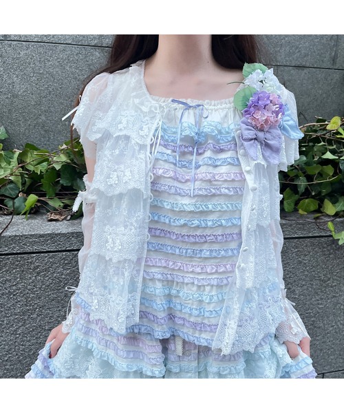 ピンクハウス　チュニック　ブラウス　花柄　ベージュ系　フリル　レース PINK HOUSE / ピンクハウス シャツ・ブラウス（条件：ベージュ系